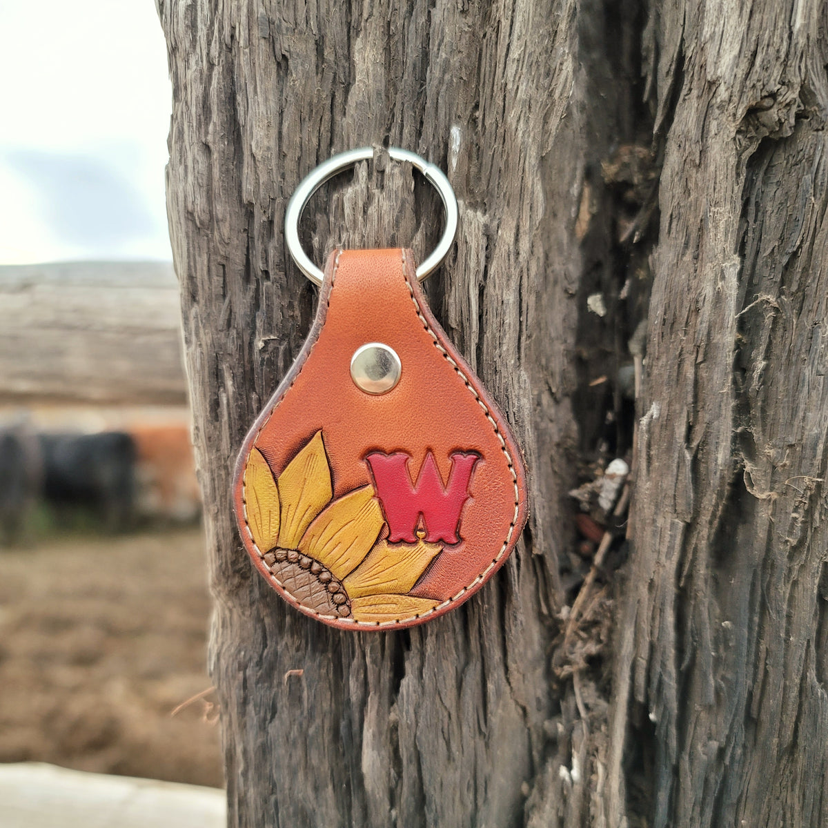 Ear Tag Leather Keychain