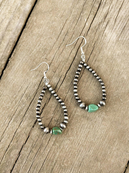 Faux Navajo Pearl & Turquoise Earrings