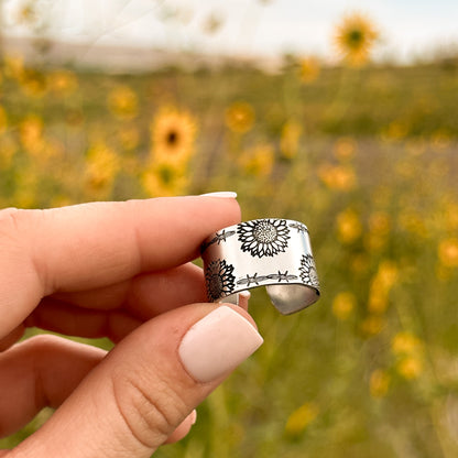 Sunflowers & Barbed Wire Ring