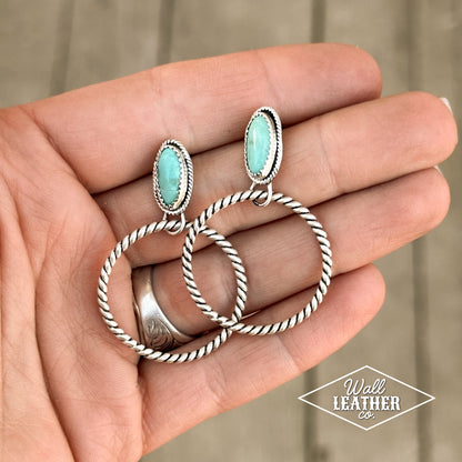 Sonora Turquoise & Sterling Silver Stud Hoop Earrings