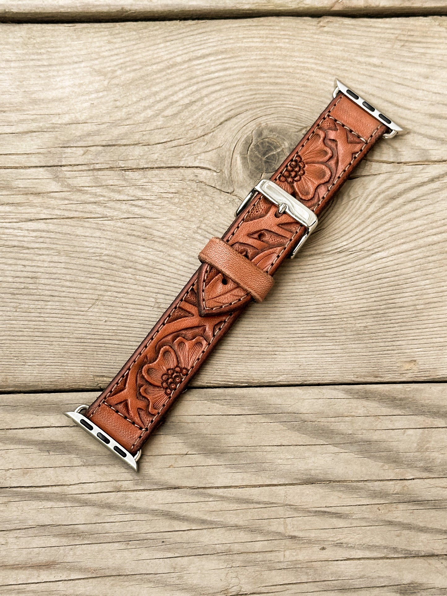 Floral Leather Smart Watch Band