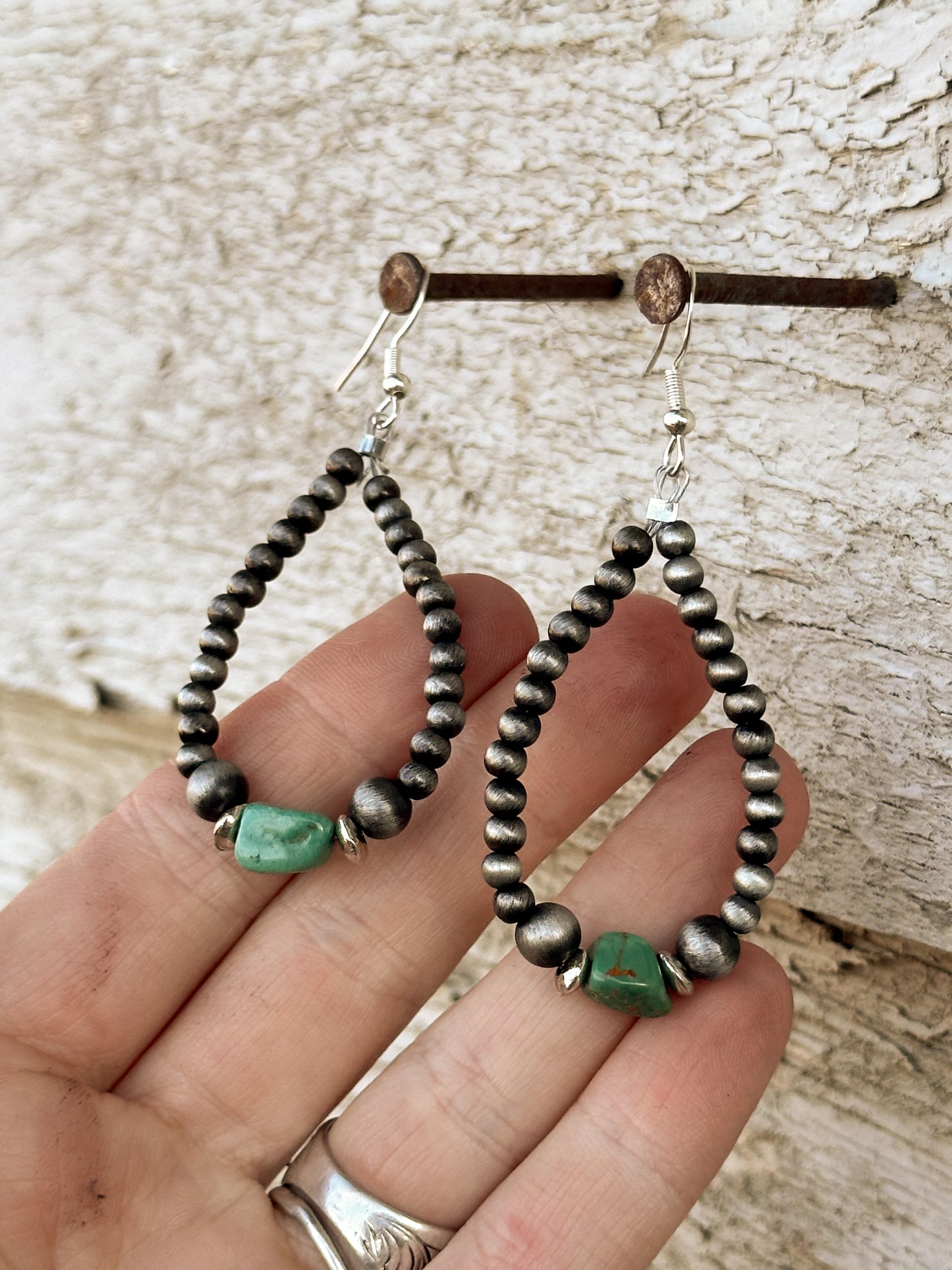 Faux Navajo Pearl & Turquoise Earrings