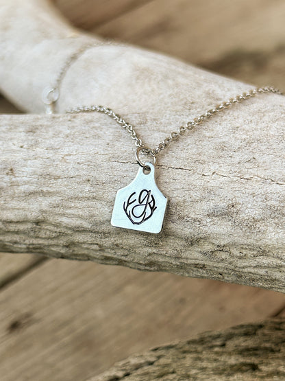 Antlers Initial Ear Tag Necklace