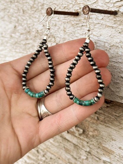 Faux Navajo Pearl & Turquoise Earrings
