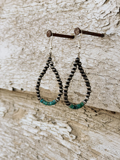 Faux Navajo Pearl & Turquoise Earrings