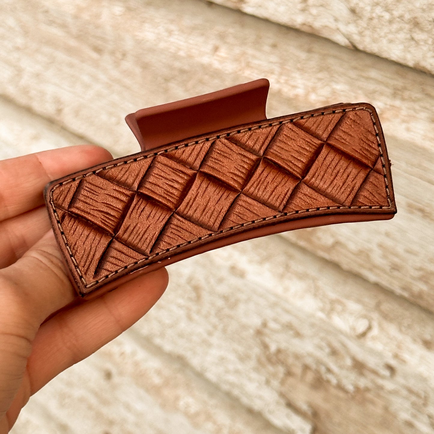 Simple Tooled Leather Hair Clip