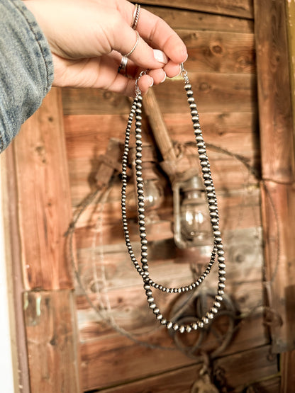 Faux Navajo Pearl 2 Strand Necklace - 4mm & 6mm