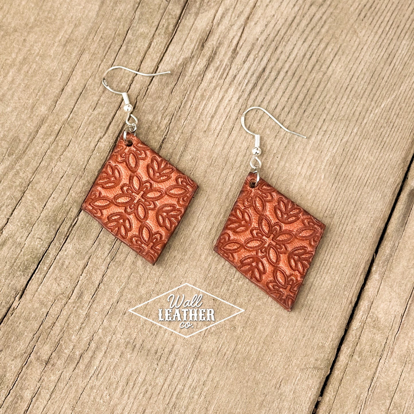 Small Stamped Leather Earrings