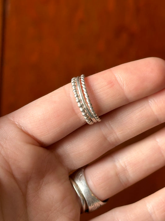 Sterling Silver Stacking Rings - Set of 3