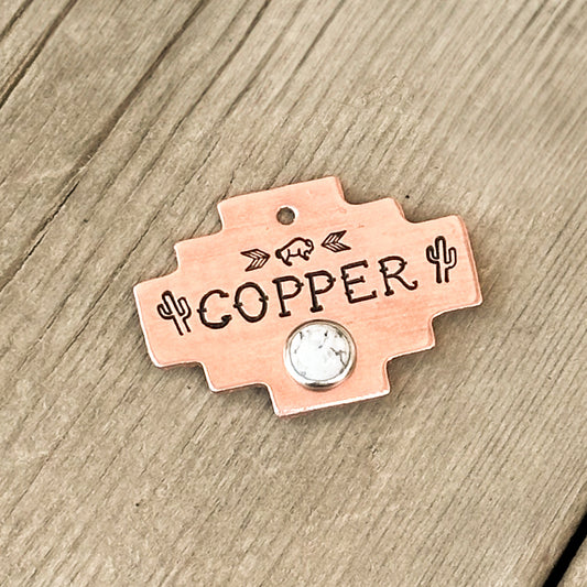 Copper Long Southwestern Custom Pet ID Tag