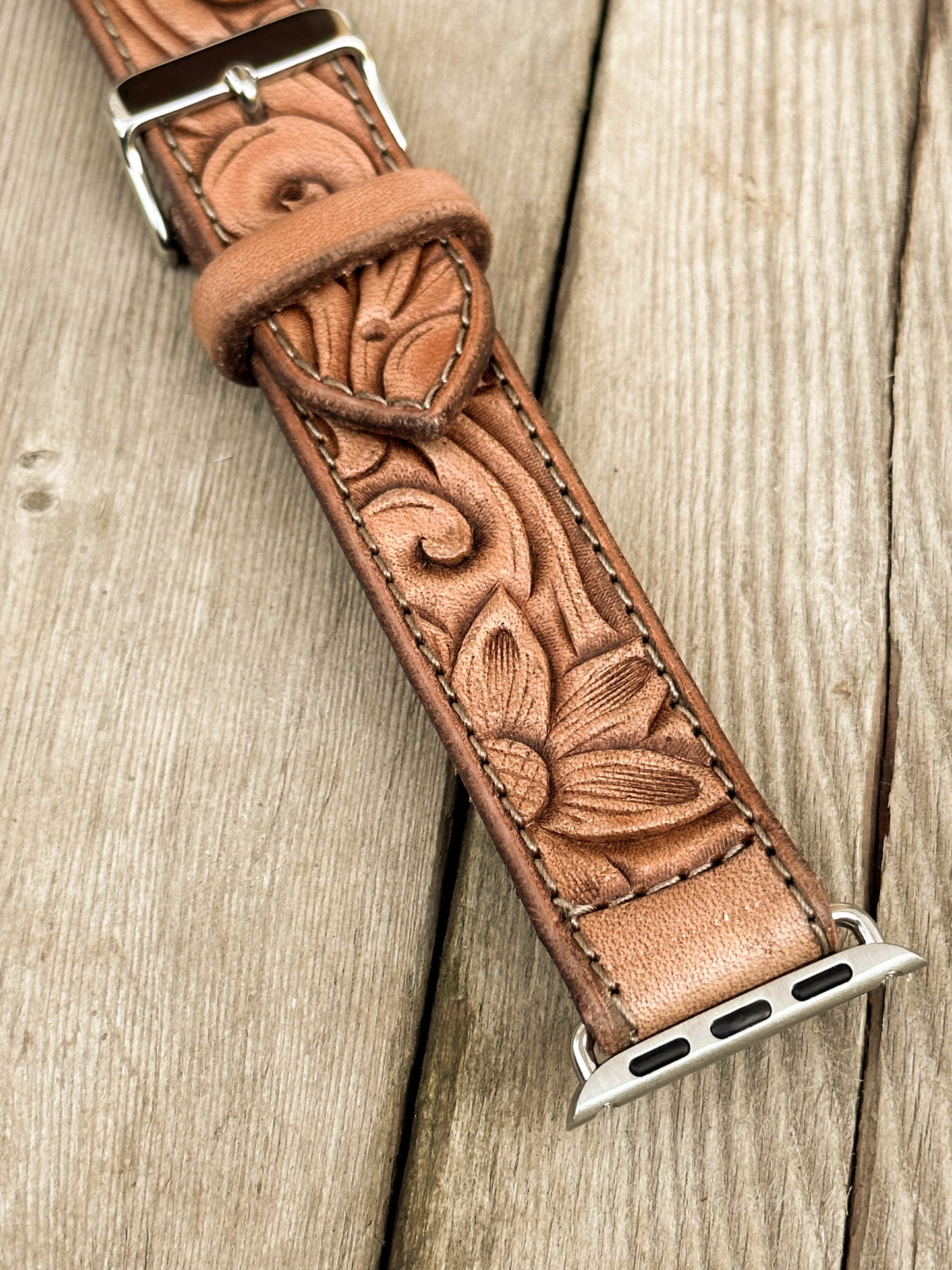 Sunflower & Scrollwork Leather Smart Watch Band