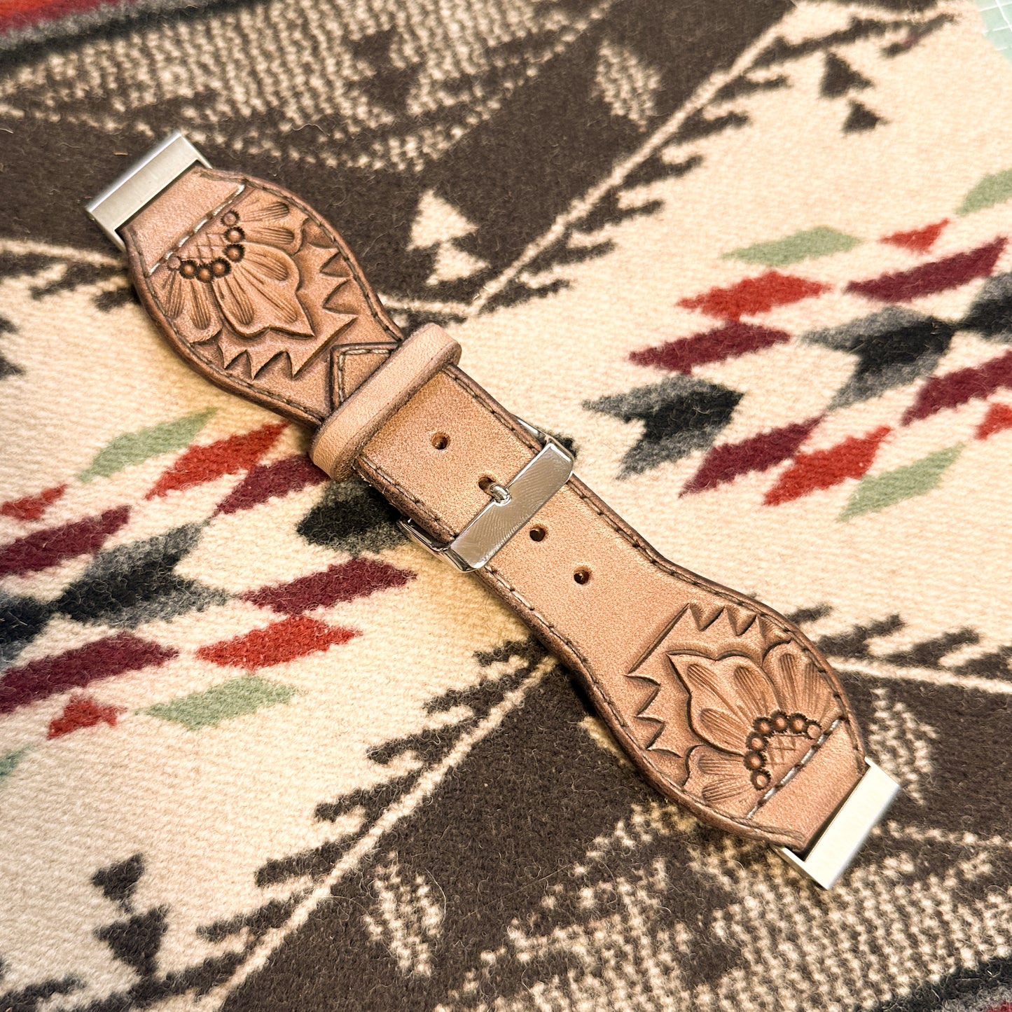 Aztec Flower Leather Smart Watch Band
