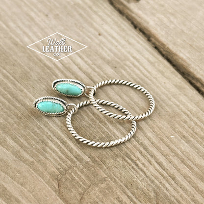 Sonora Turquoise & Sterling Silver Stud Hoop Earrings