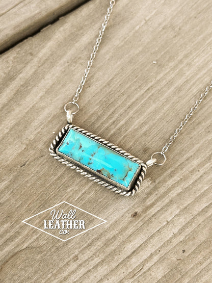 Kingman Turquoise & Sterling Silver Bar Necklace