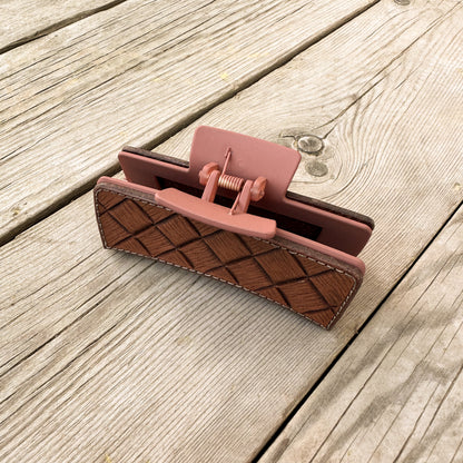 Simple Tooled Leather Hair Clip