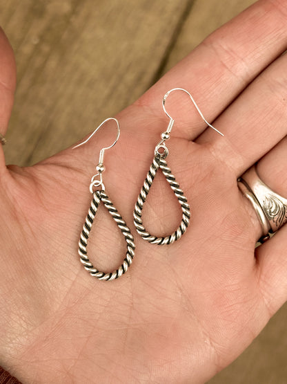 Small Sterling Silver Twist Teardrop Earrings