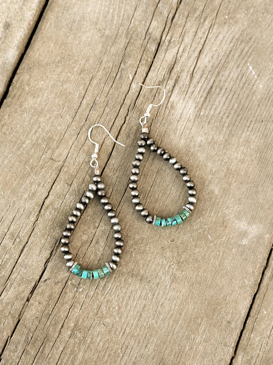 Faux Navajo Pearl & Turquoise Earrings