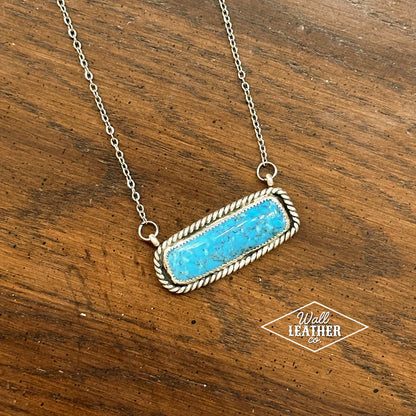 Kingman Turquoise & Sterling Silver Bar Necklace
