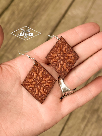 Small Stamped Leather Earrings