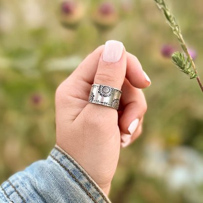 Sunflowers & Barbed Wire Ring