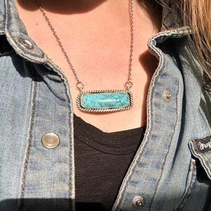 Kingman Turquoise & Sterling Silver Bar Necklace