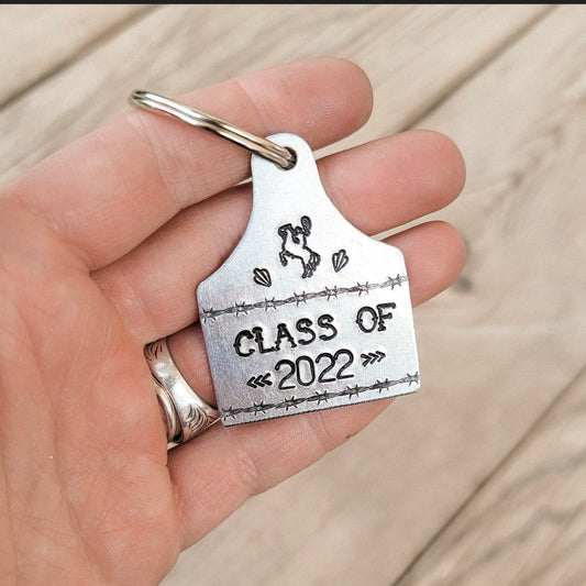 Class of 2024 Barbed Wire Cattle Tag Keychain