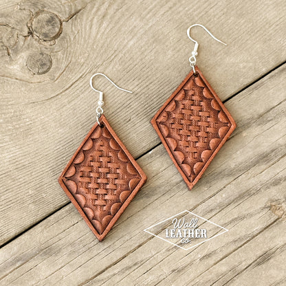 Diamond Basket Weave Leather Earrings