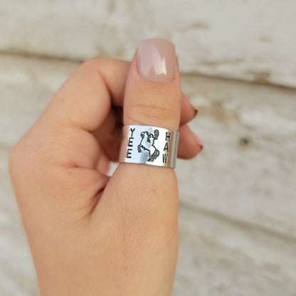 Yeehaw Rodeo Cowboy Wide Ring