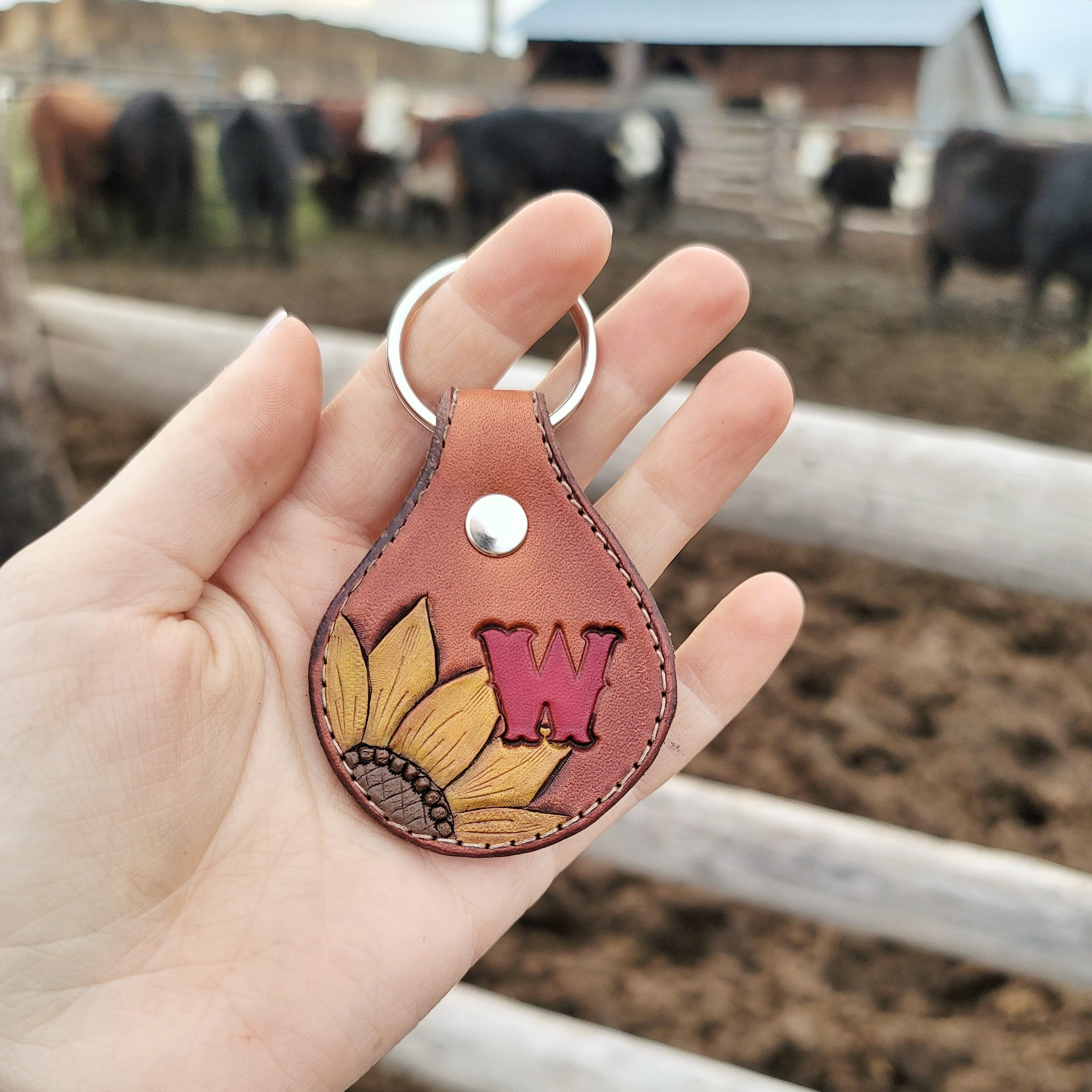 Round Leather Keychain: Custom