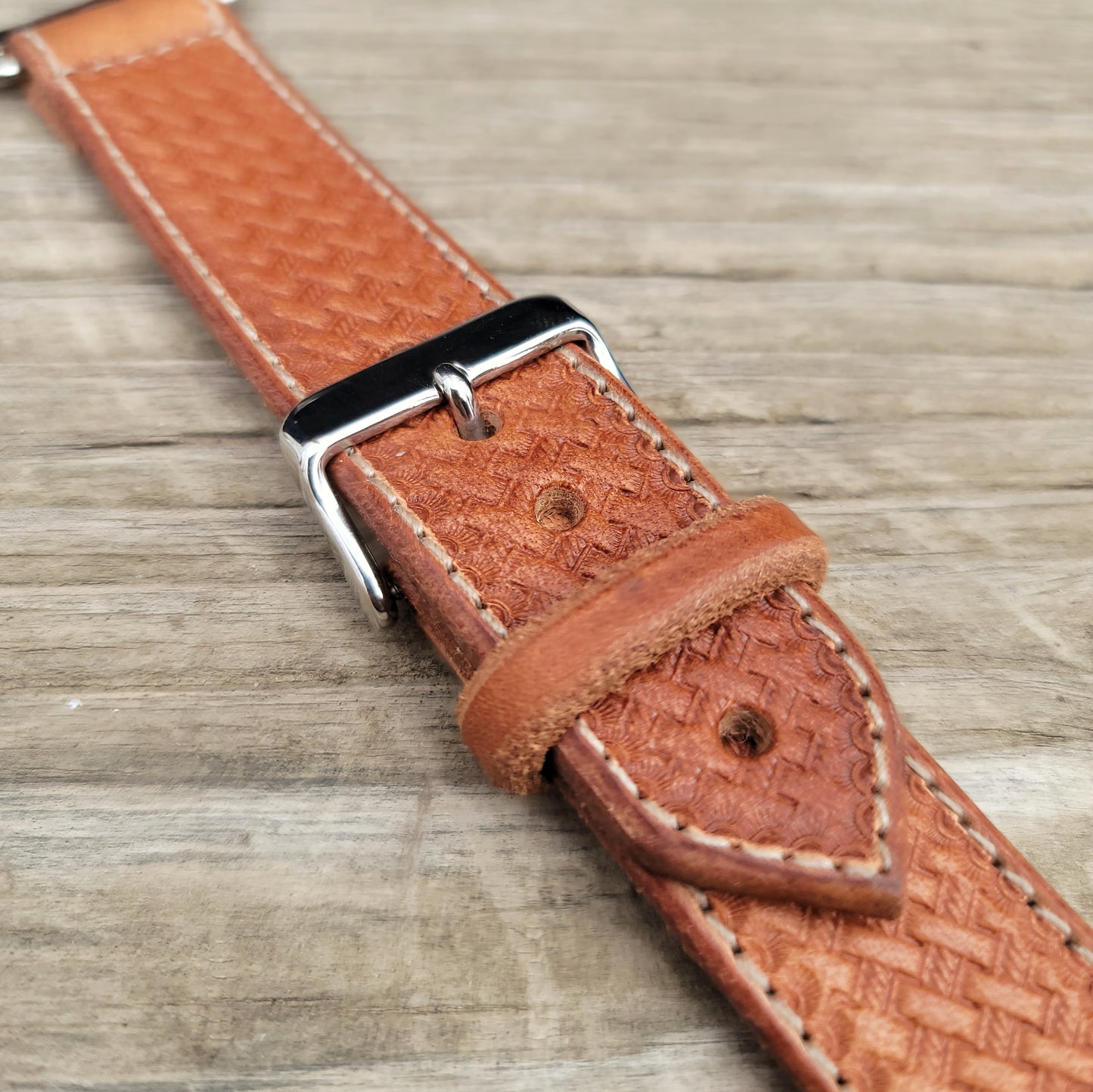 Basket Weave Leather Smart Watch Band