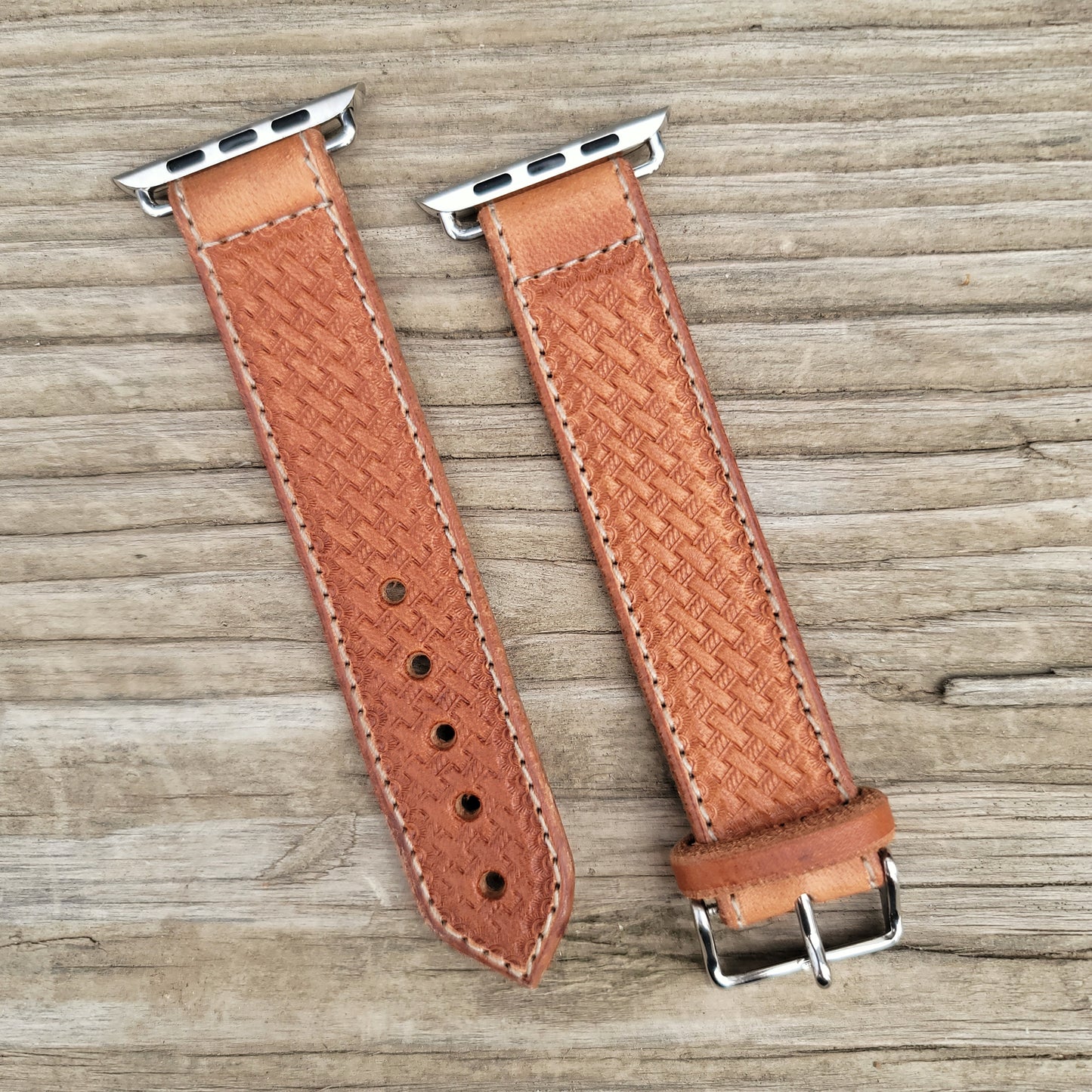 Basket Weave Leather Smart Watch Band