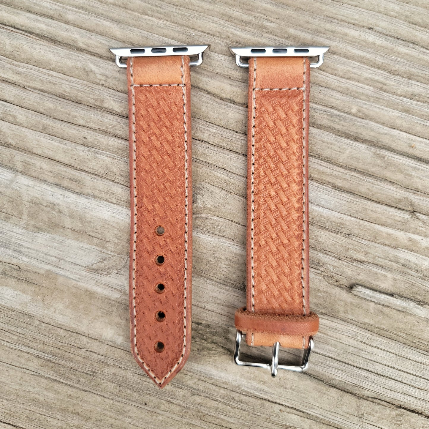 Basket Weave Leather Smart Watch Band