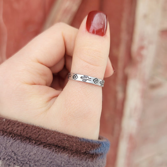 Cactus Diamond Print Ring