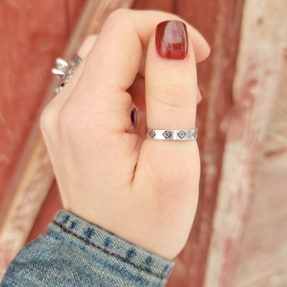 Diamond Print Stacker Ring