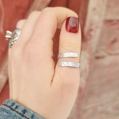 Aztec Silver Wrap Ring