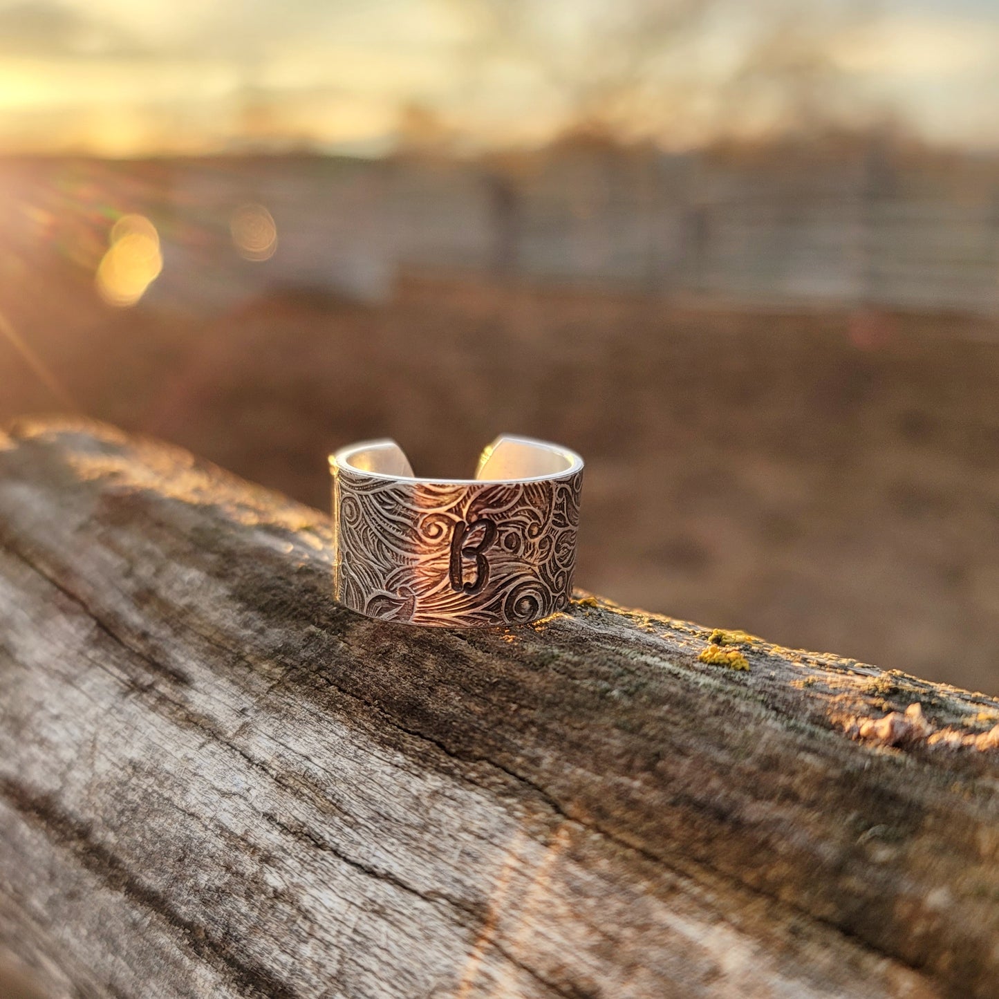 Paisley Initial Ring