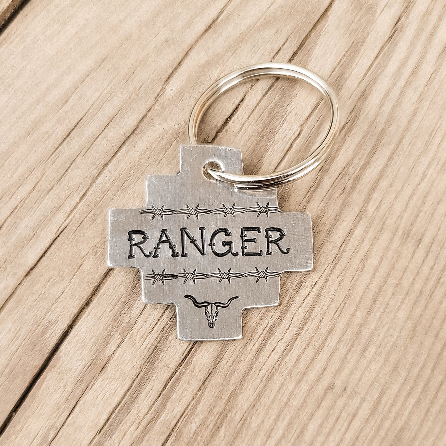 Barbed Wire & Longhorn Custom Pet ID Tag