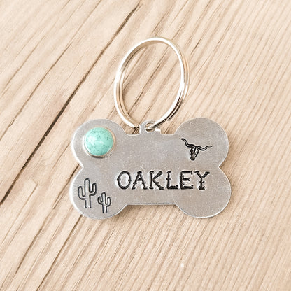 Longhorn & Cactus Bone Custom Pet ID Tag