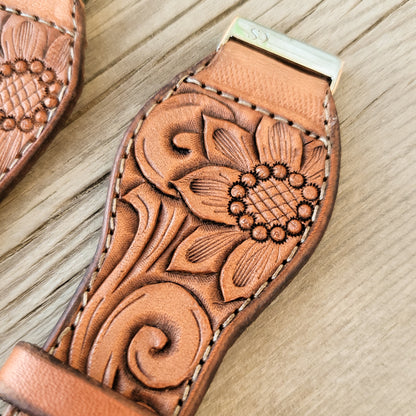 Sunflower & Scrollwork Leather Smart Watch Band