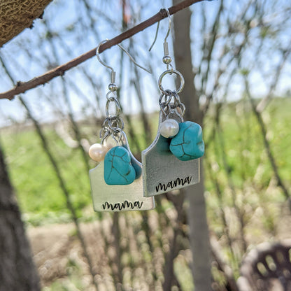 Mother's Day Mama Cattle Tag Earrings