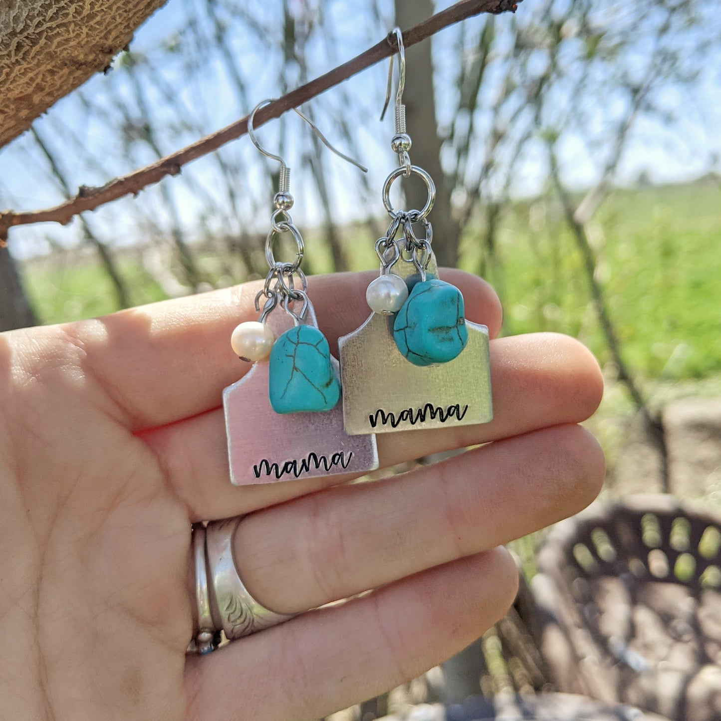 Mother's Day Mama Cattle Tag Earrings