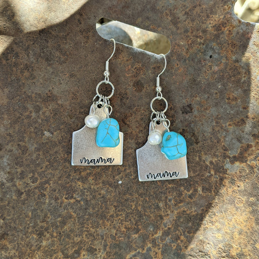 Mother's Day Mama Cattle Tag Earrings