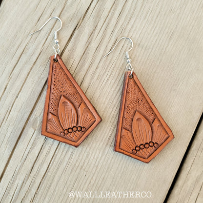 Kite Sunflower Leather Earrings