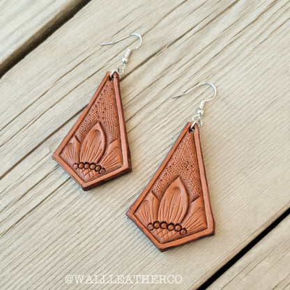 Kite Sunflower Leather Earrings