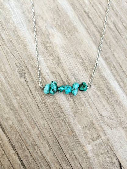 Turquoise Nugget Bar Necklace