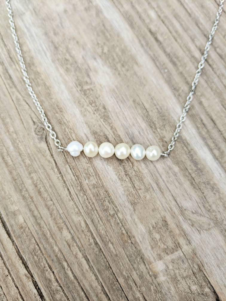 Pearl Nugget Bar Necklace