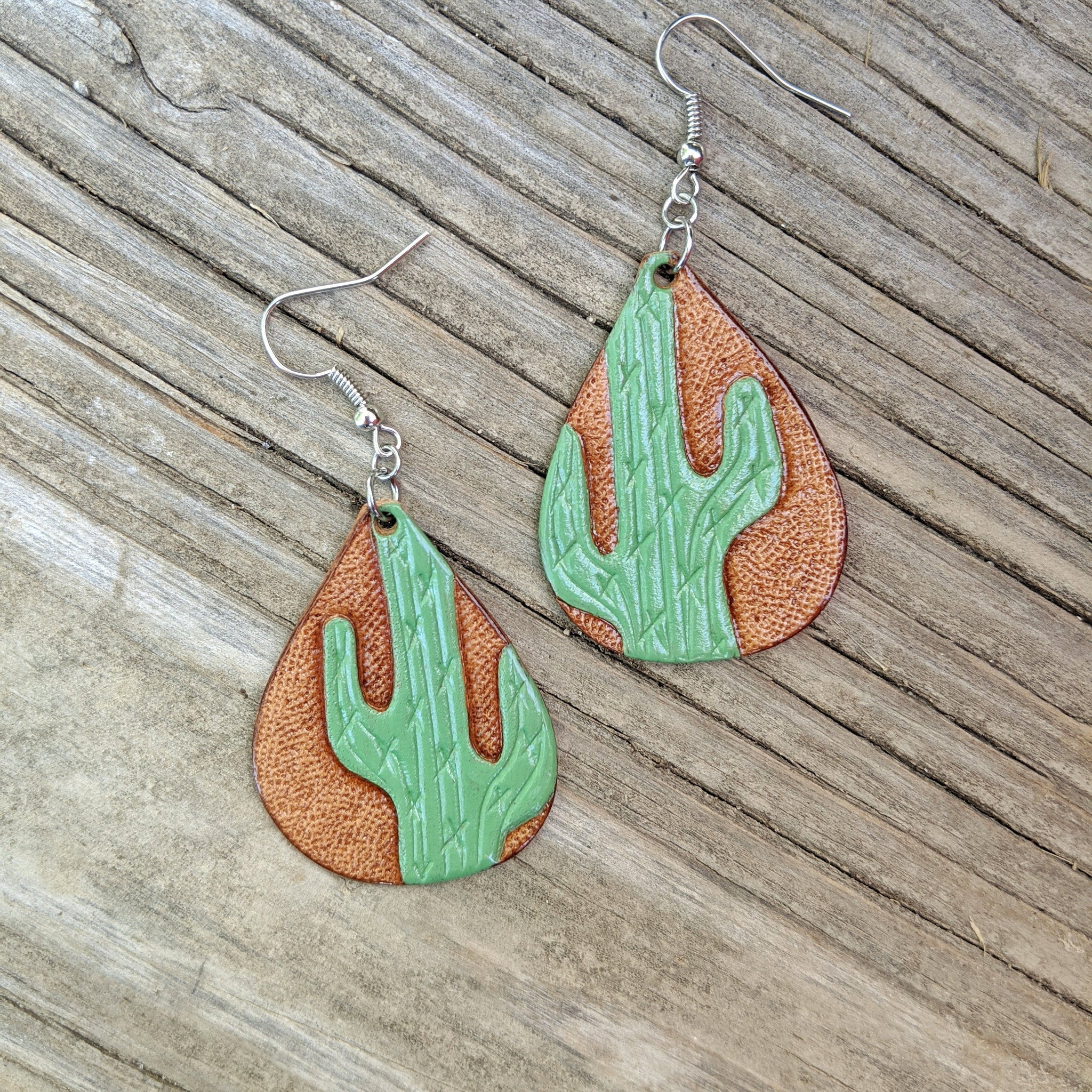 Cactus hot sale leather earrings