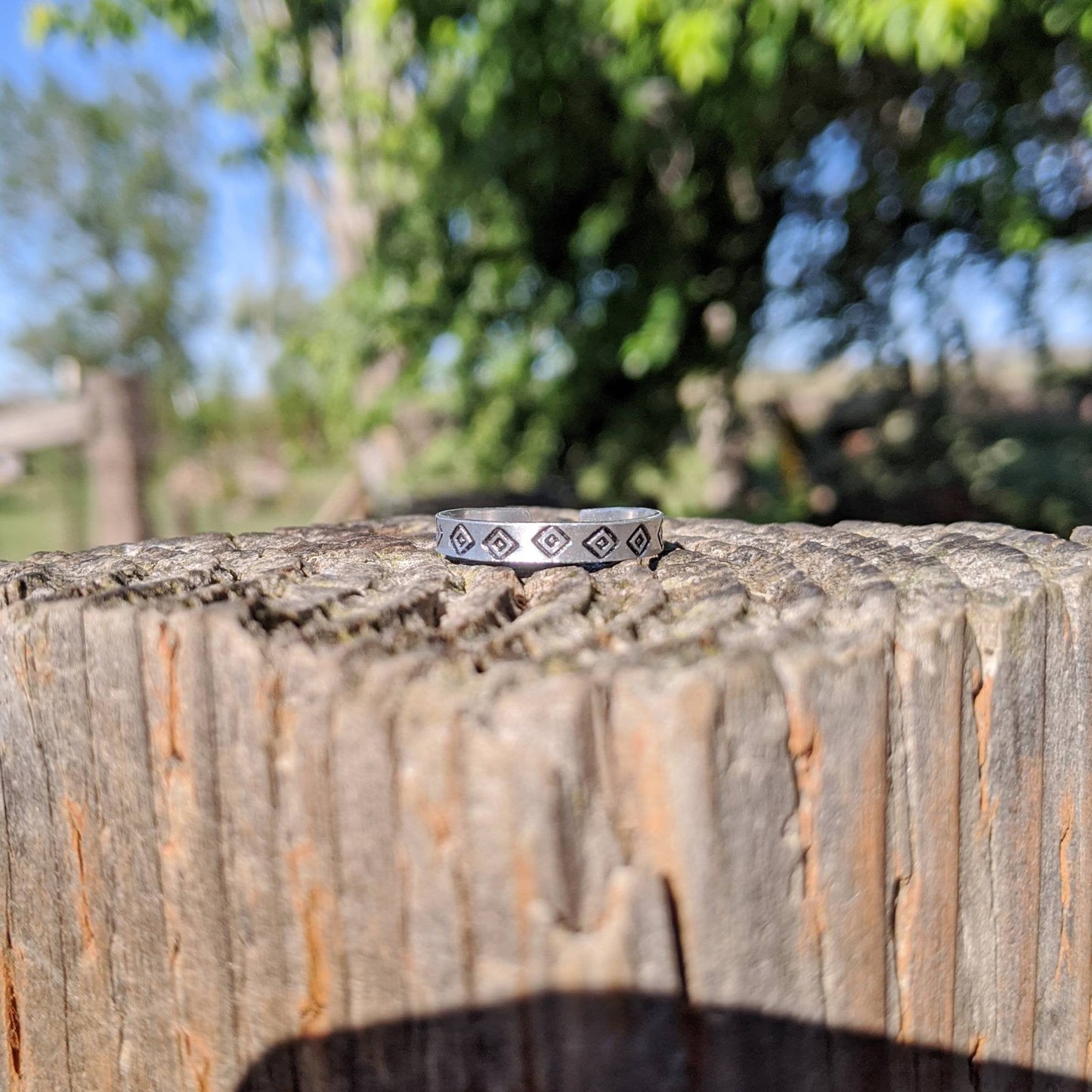 Diamond Print Stacker Ring