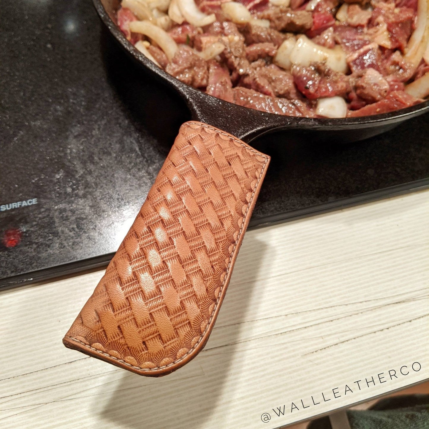 Basket Weave Cast Iron Pan Handle Cover