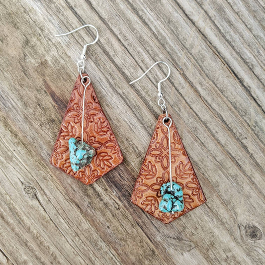 Floral Print Kite Leather Earrings